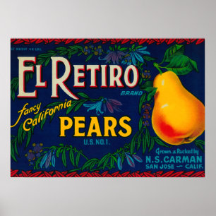 El Retiro Birnenkratetikett Poster