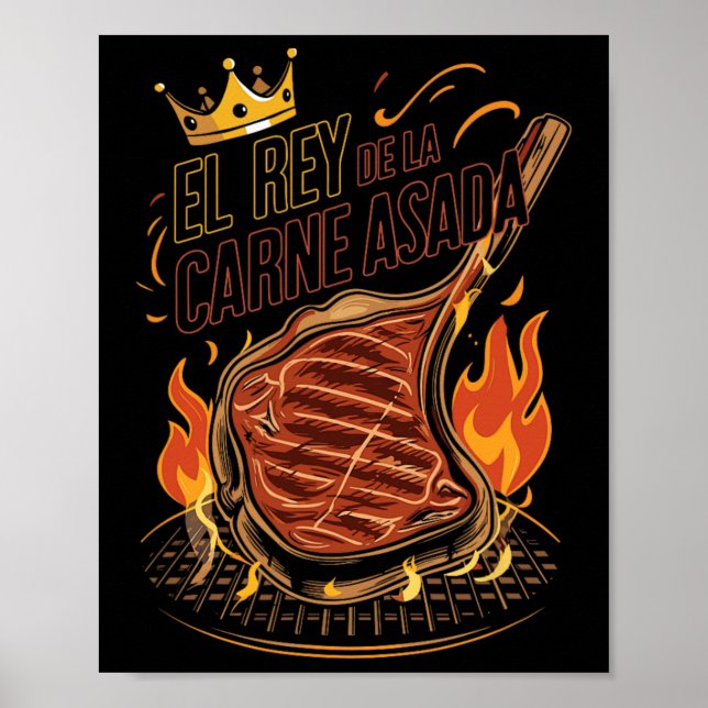 El Rey De La Carne Asada Grillen Cookout Master Ki Poster (Vorne)