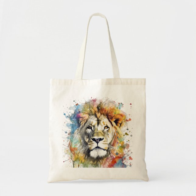 El rey del color - Un león majestuoso Tragetasche (Vorne)