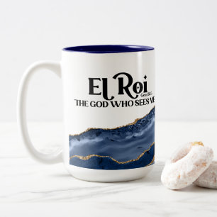 El Roi der Gott, der mich sieht Marmormongramm Zweifarbige Tasse