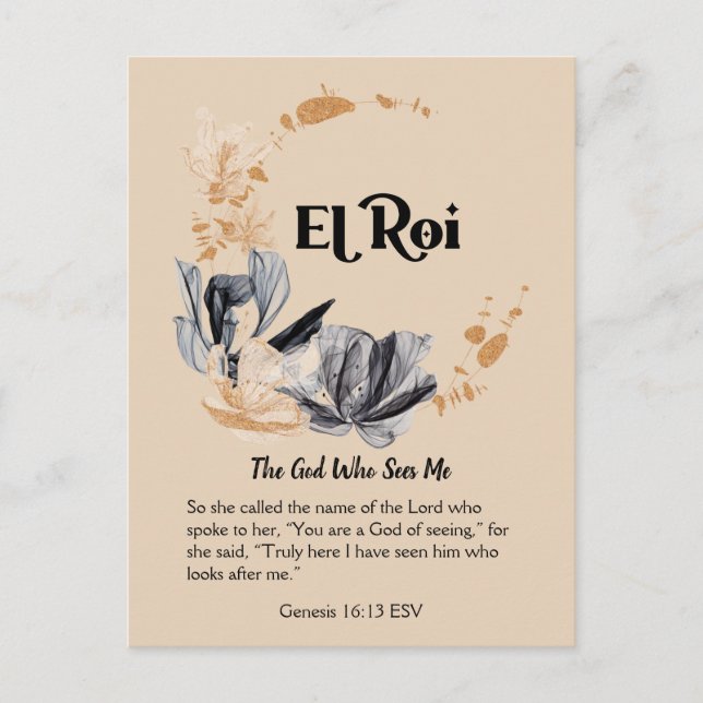 El Roi | Namen Gottes Gottesfürchtige Schrift Postkarte (Vorderseite)