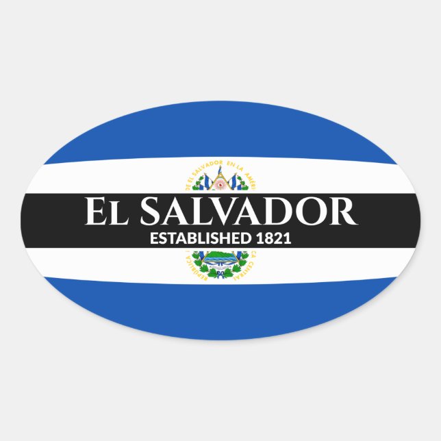 El Salvador: 1821 Flag - Weißer Text Ovaler Aufkleber (Vorderseite)