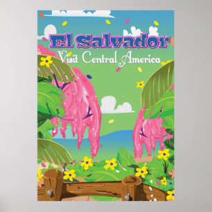 El Salvador Cartoon Reise Druck. Poster