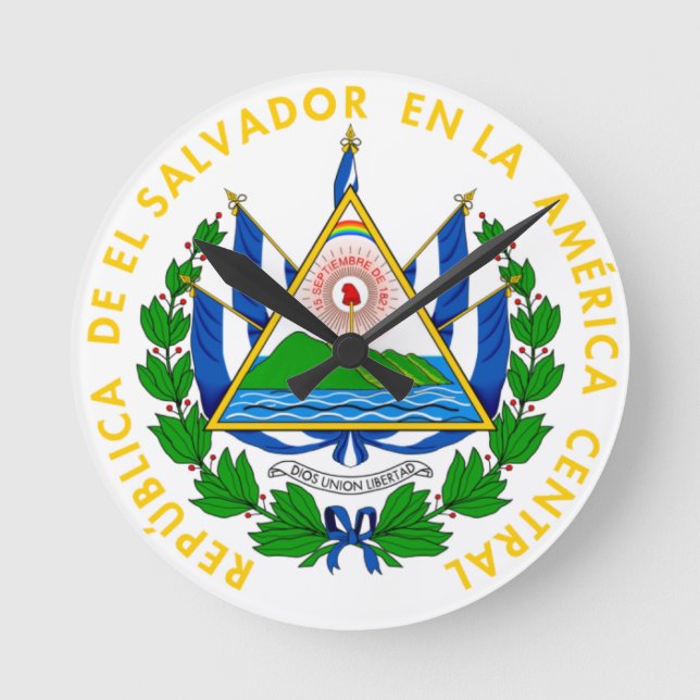 El Salvador - emblem/flag/coat of arms/symbol Runde Wanduhr (Vorderseite)