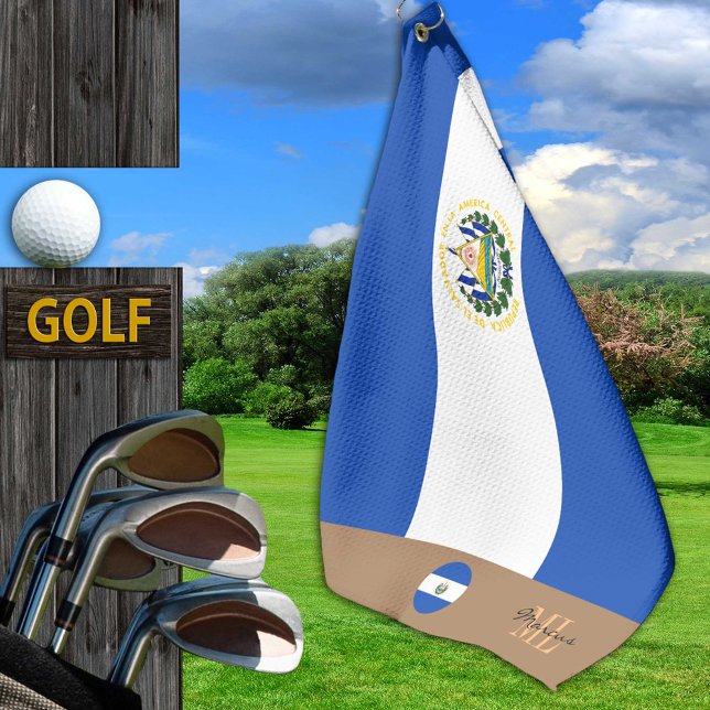 El Salvador Fahne & Salvador mit Monogramm Golfhan Golfhandtuch (Von Creator hochgeladen)