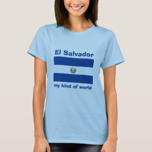 El-Salvador-Flagge + Karte + Text-T-Shirt T-Shirt