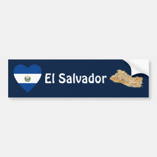 El Salvador Flaggen-Herz + Karten-Autoaufkleber Autoaufkleber