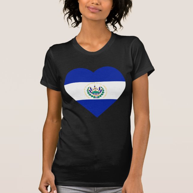 El Salvador Flaggen-Herz T-Shirt (Vorderseite)