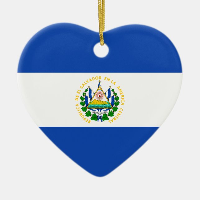 El Salvador Flaggen-Herz-Verzierung Keramik Ornament (Vorne)