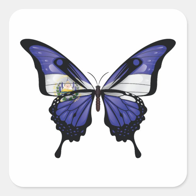 El Salvador Frack-Schmetterlingsflaggenaufkleber Quadratischer Aufkleber (Vorderseite)
