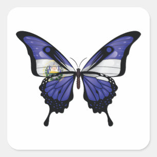El Salvador Frack-Schmetterlingsflaggenaufkleber Quadratischer Aufkleber