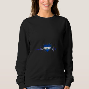 El Salvador Heartbeat Flagge Salvadorianische Herz Sweatshirt