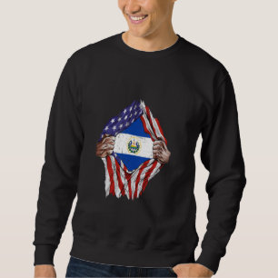 El Salvador Heartbeat Flagge Salvadorianische Herz Sweatshirt