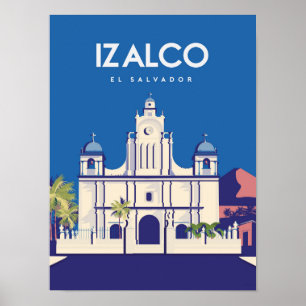 El salvador izalco affiche de voyage