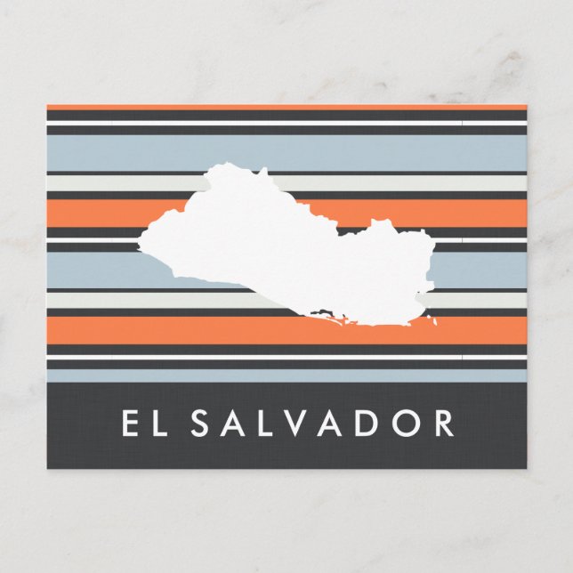 El Salvador Karte: Moderne Streifen Postkarte (Vorderseite)