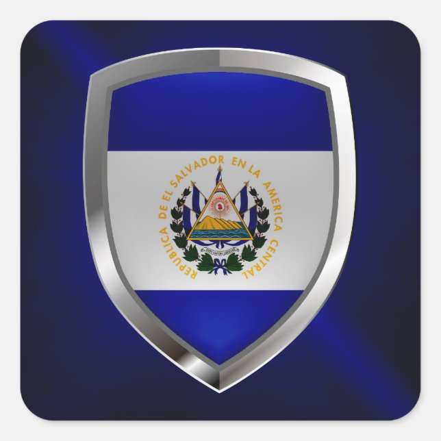 El Salvador Mettalic Emblem Quadratischer Aufkleber (Vorderseite)