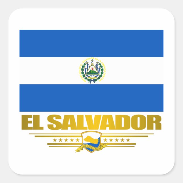"El Salvador Pride" Quadratischer Aufkleber (Vorderseite)