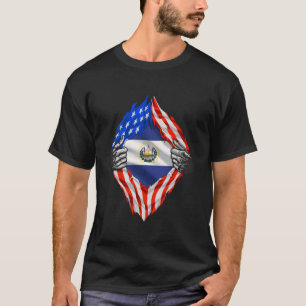 El Salvador Roots Usa Flagge Patriotischer Salvado T-Shirt