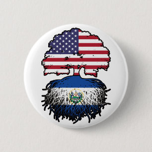 El Salvador Salvadoran American USA Tree Roots Button