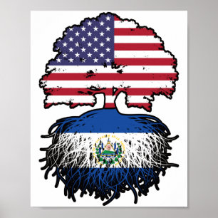 El Salvador Salvadoran American USA Tree Roots Poster