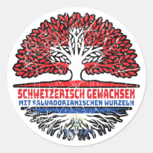 El Salvador Salvadorianisch Schweizer Schweiz Baum Runder Aufkleber