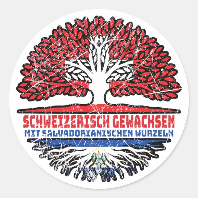 El Salvador Salvadorianisch Schweizer Schweiz Baum Runder Aufkleber (Vorderseite)