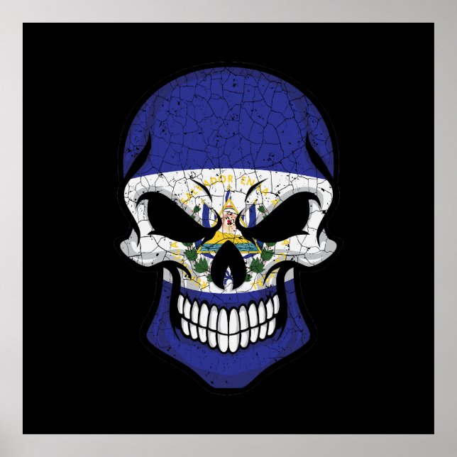 El Salvador Smilch-Schädelflagge Poster (Vorne)