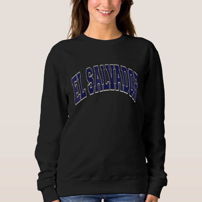 El Salvador Varsity Style Navy Blue Text Sweatshirt (Vorderseite)