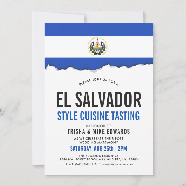 El Salvadorianische Küche| Party Flag Weißer Einla Einladung (Vorderseite)