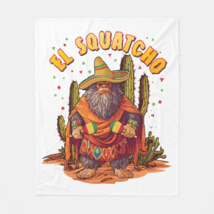 El Squatcho Bigfoot mit Maraca, Sombrero und Ponc Fleecedecke