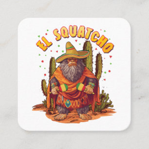 El Squatcho Bigfoot mit Maraca, Sombrero und Ponc Quadratische Visitenkarte