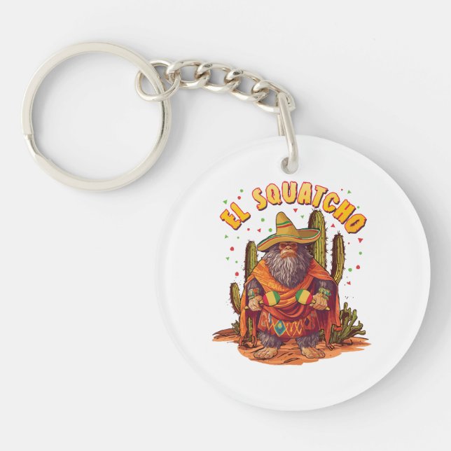 El Squatcho Bigfoot mit Maraca, Sombrero und Ponc Schlüsselanhänger (Vorderseite)