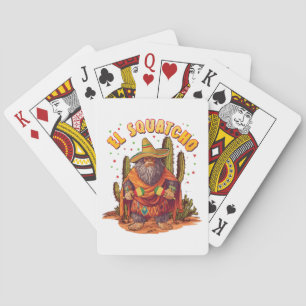 El Squatcho Bigfoot mit Maraca, Sombrero und Ponc Spielkarten
