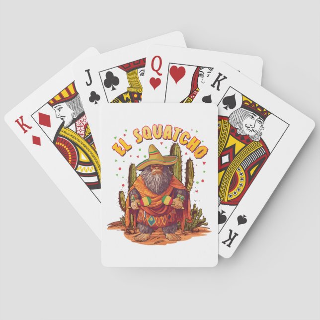 El Squatcho Bigfoot mit Maraca, Sombrero und Ponc Spielkarten (Rückseite)