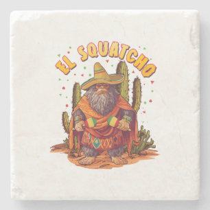 El Squatcho Bigfoot mit Maraca, Sombrero und Ponc Steinuntersetzer