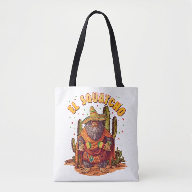 El Squatcho Bigfoot mit Maraca, Sombrero und Ponc Tasche (Vorderseite)