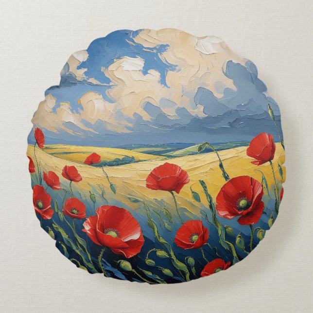 El susurro del viento en las amapolas rundes kissen (Vorderseite)