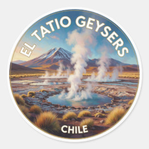 El Tatio Geysire Chile Andenlandschaft Vulkan Runder Aufkleber