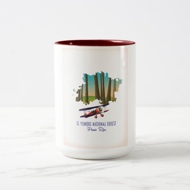El yunque National forest puerto rico Karte Zweifarbige Tasse (Mittel)