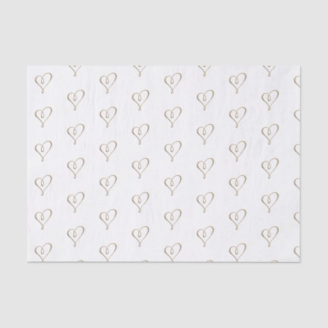 Elaborate Embossed Gold Heart Elegante Hochzeit Seidenpapier (Vorderseite)