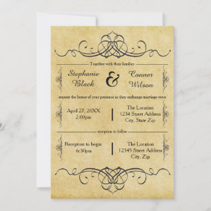 Elaborieren Antiquitätendesign - Hochzeit/Empfang Einladung