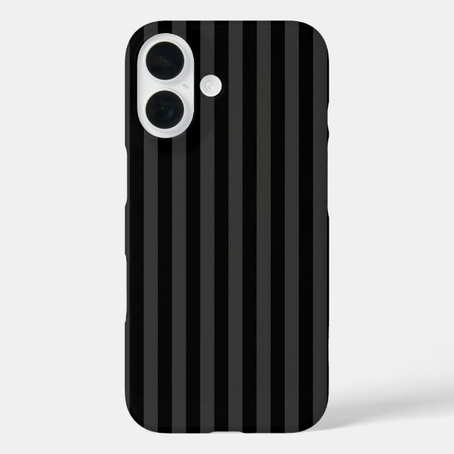 Elagnat Black & Smoky Black Vertical Stripes iPhone 16 Hülle (Rückseite)