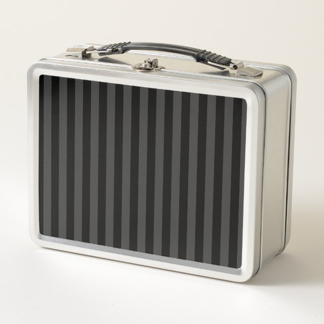 Elagnat Black & Smoky Black Vertical Stripes Metall Brotdose (Vorderseite)