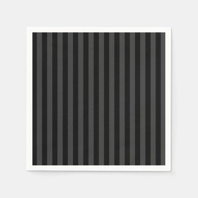 Elagnat Black & Smoky Black Vertical Stripes Serviette (Vorderseite)