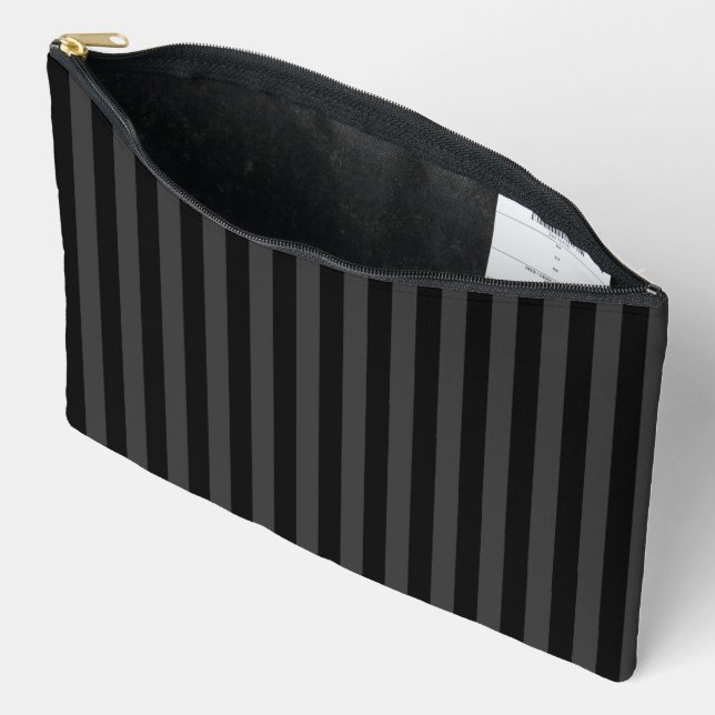 Elagnat Black & Smoky Black Vertical Stripes Zubehörtasche (Offen)