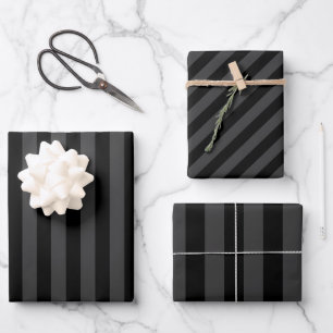 Elagnat Schwarz und rauchig schwarze vertikale Str Geschenkpapier Set