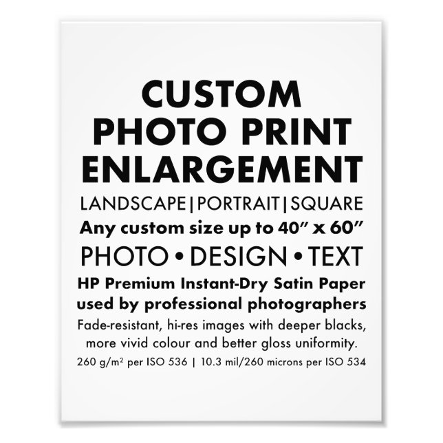 Élargissement de photo de 8 po x 10 po personnalis (Devant)