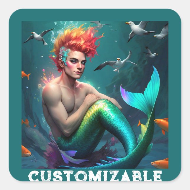Elari Merman Quadratischer Aufkleber (Vorderseite)