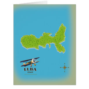 Elba Italy map travel poster