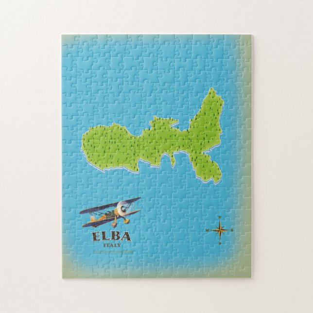 Elba Italy map travel poster (Vertikal)